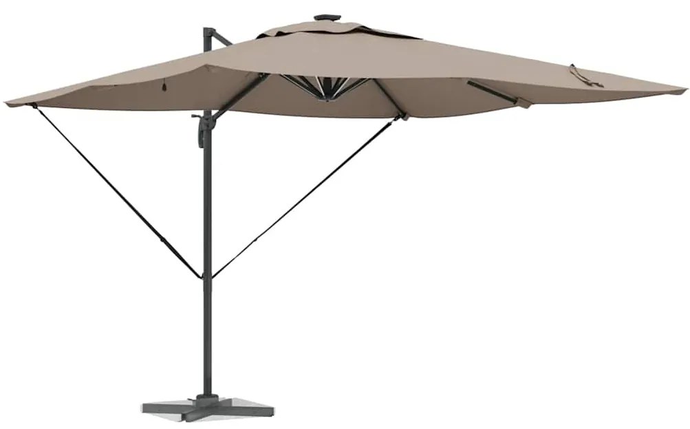 Parasol Cantilever Roma da com LEDs - Taupe (286 x 285 x 270 cm) - Alu