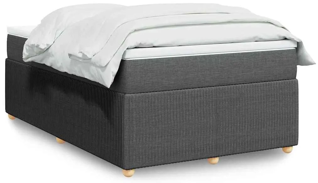 vidaXL Cama boxspring com colchão 120x190 cm tecido cinzento-escuro