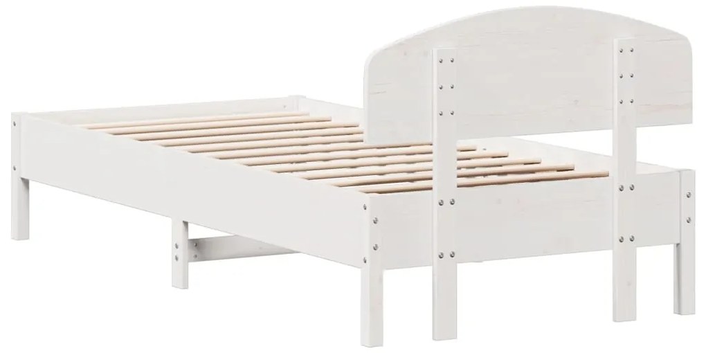 Cama sem colchão 100x200 cm madeira de pinho maciça branco