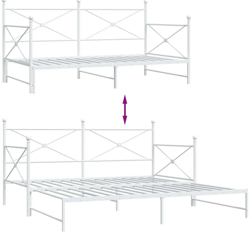 Cama de dia com gavetão sem colchão 100x190 cm aço branco