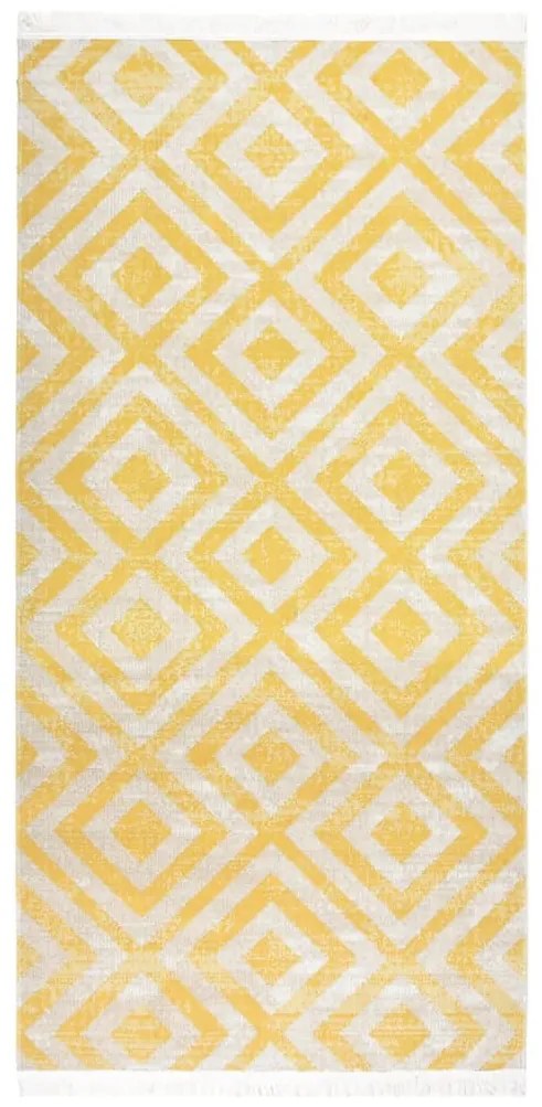 vidaXL Tapete de exterior tecelagem lisa 100x200 cm amarelo e bege