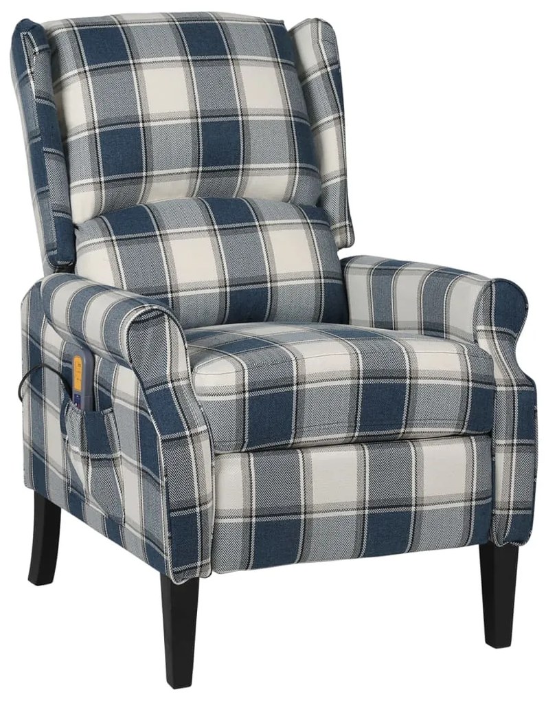 vidaXL Poltrona de massagens reclinável tecido azul