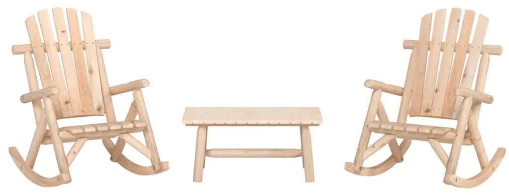 3 pcs conjunto lounge de jardim madeira de abeto maciça