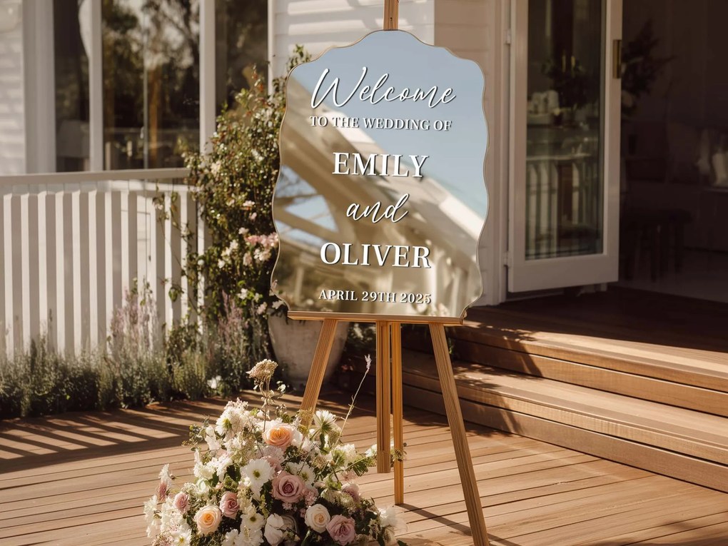 Autocolante personalizado para espelho S50 – Welcome to the wedding of...