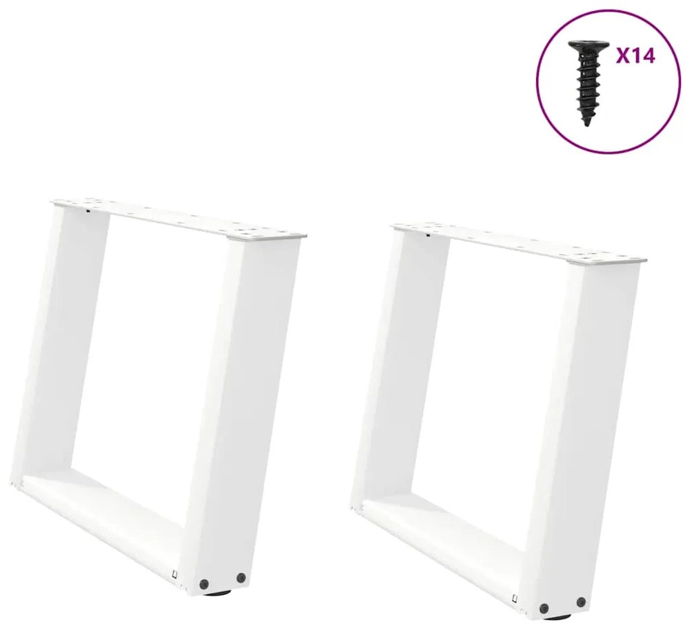 vidaXL Pés para mesa de centro em formato de U, 2 peças, branco, 70x (42-43) cm, aço