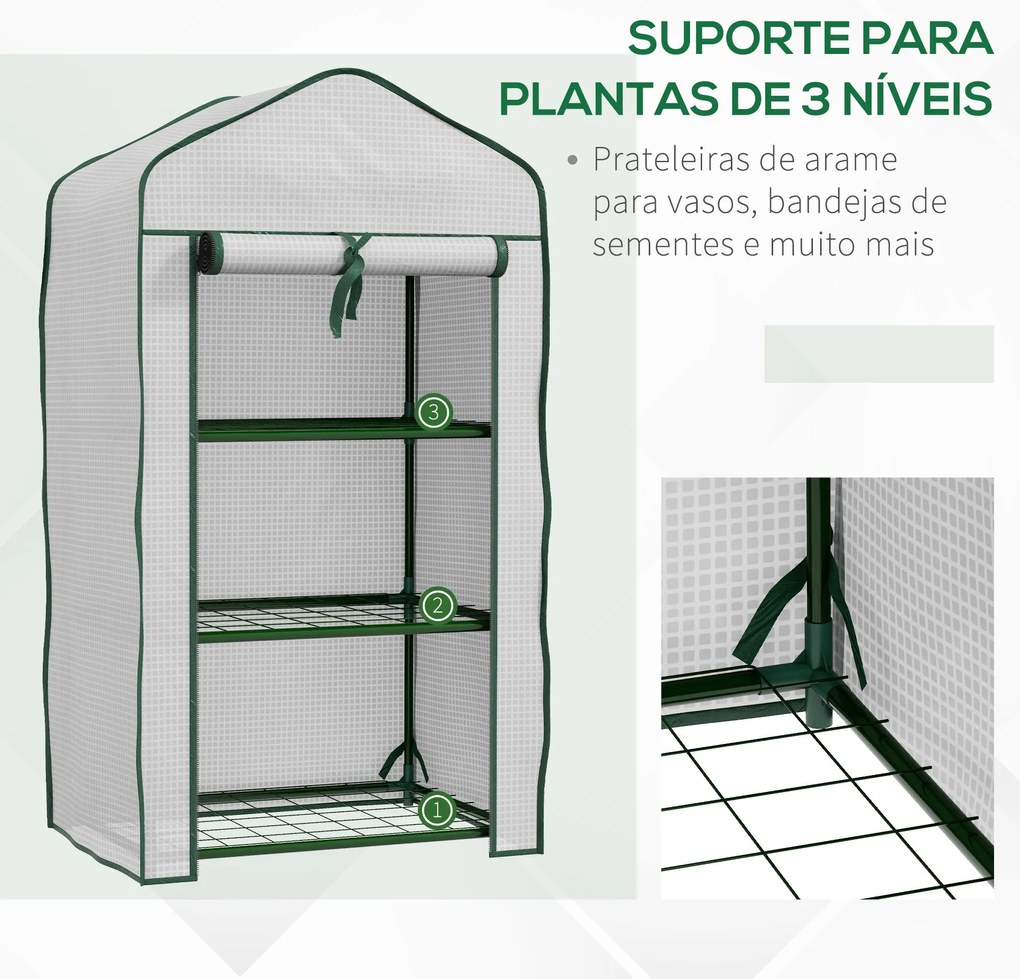 Estufa de Jardim de 3 Níveis Estufa de Terraço com 3 Prateleiras 1 Por