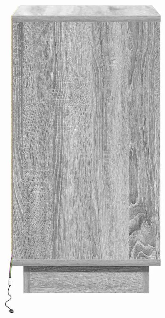 Armário de cabeceira com LED Cinza Sonoma 39x34.5x65 cm Madeira engenh