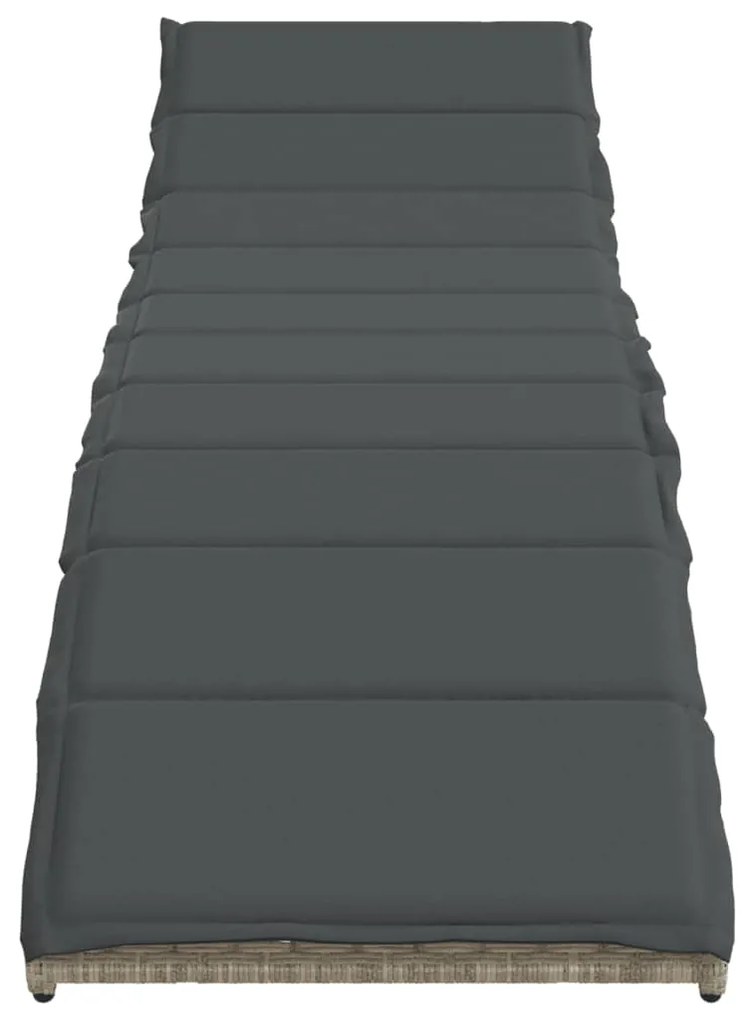 Espreguiçadeiras com mesa 2 pcs vime PE cinzento-claro