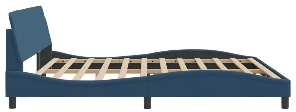 Estrutura de cama com cabeceira 200x200 cm tecido azul