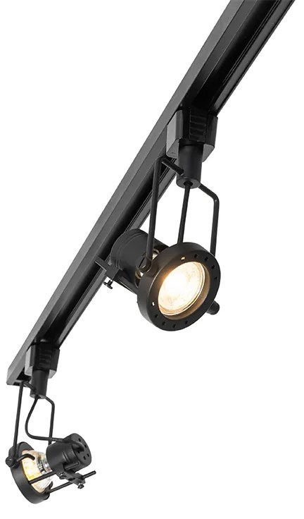 Sistema de trilhos industrial preto com 5 focos monofásicos - Suplux Industrial,Moderno