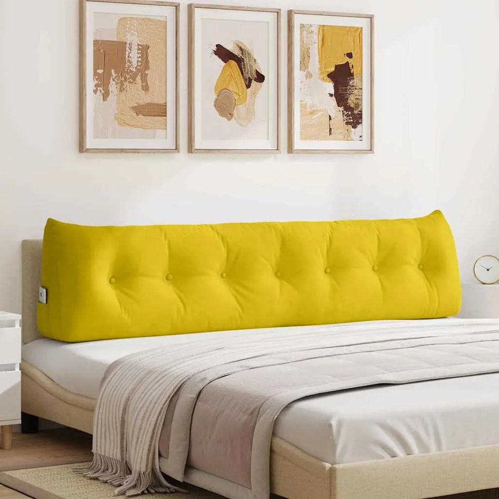 vidaXL Travesseiro para Costas Amarelo 200 x 24 x 50 cm Veludo