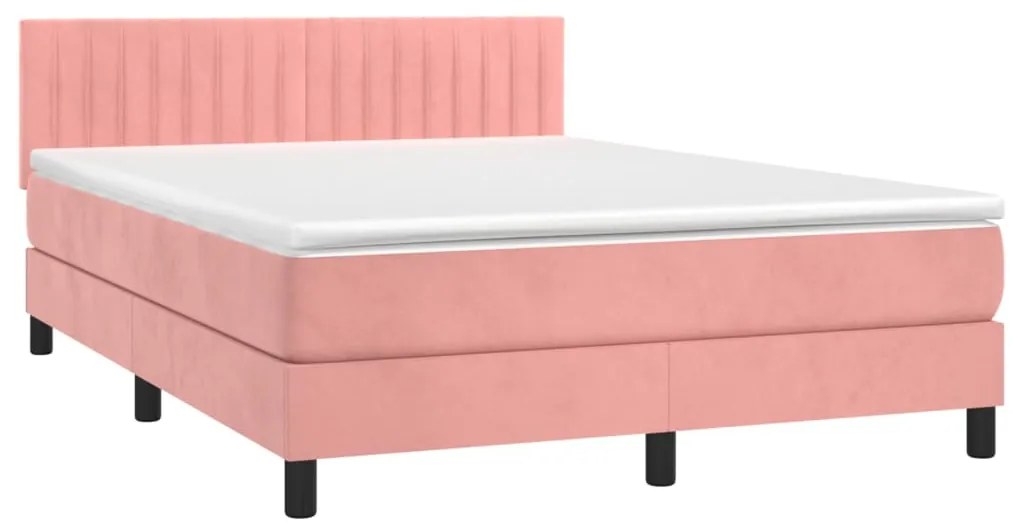 Cama com molas/colchão 140x200 cm veludo rosa