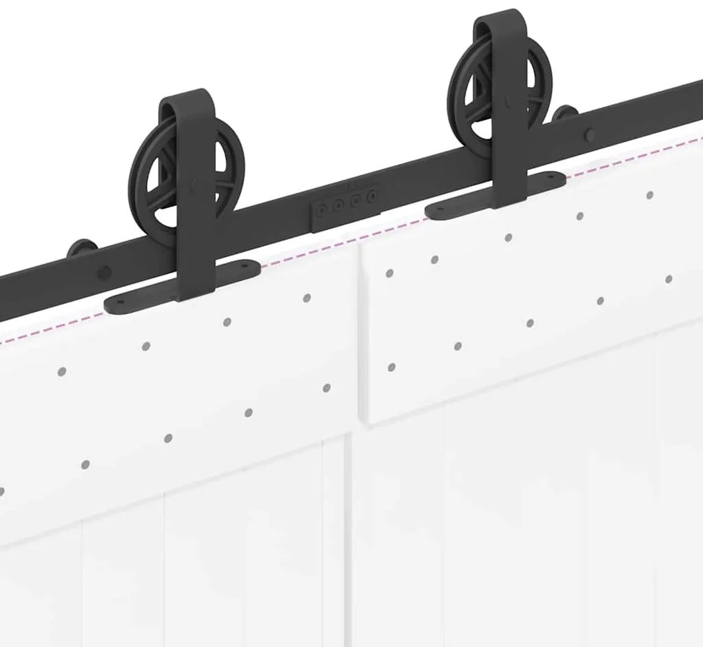 Kit de ferragens para porta deslizante 366 cm aço preto