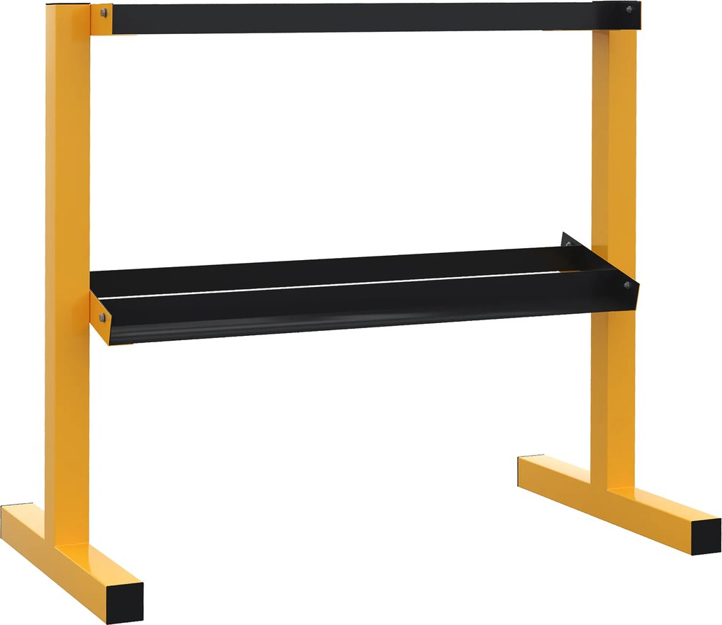 SPORTNOW Suporte para halteres, até 270 kg, 2 prateleiras, Estrutura em aço, amarelo, 92,5 x 50,5 x 80,5 cm | Aosom Portugal
