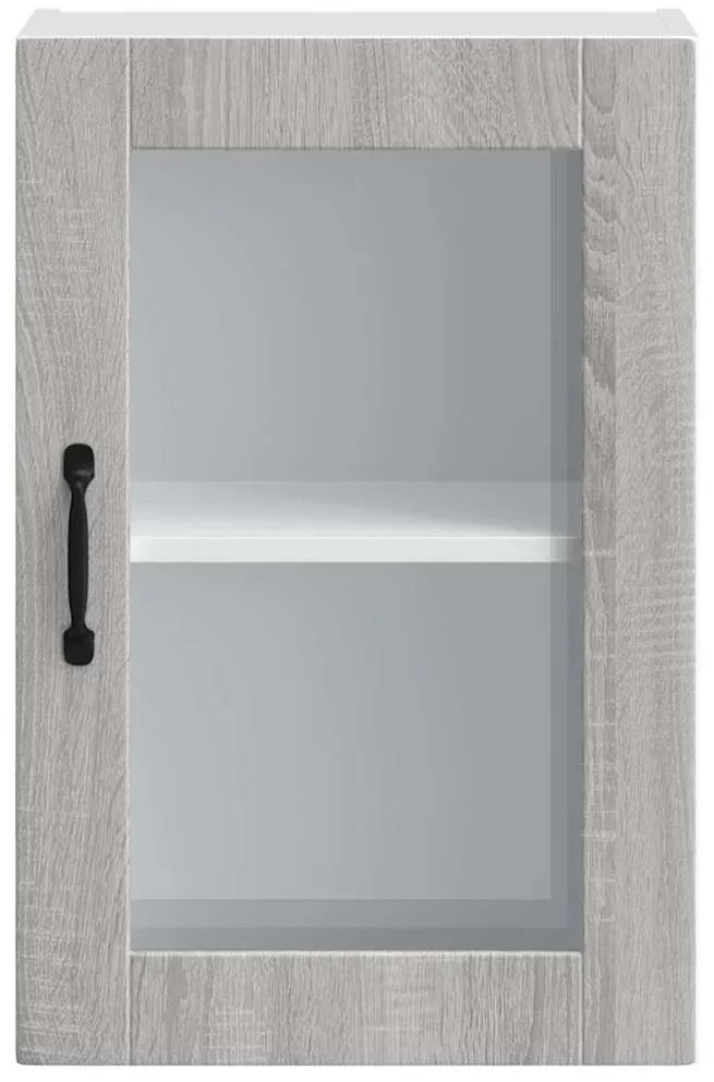 Armário de parede de cozinha porta de vidro Porto cinza sonoma