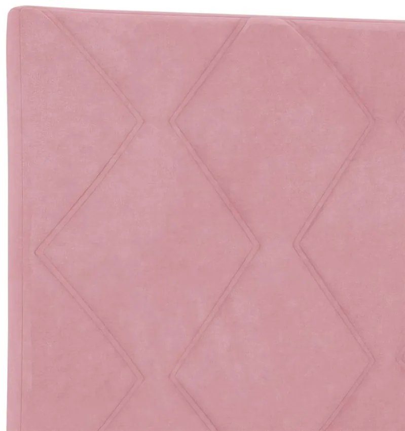 Cabeceira com design de bloco de diamante em rosa, 144cm, veludo