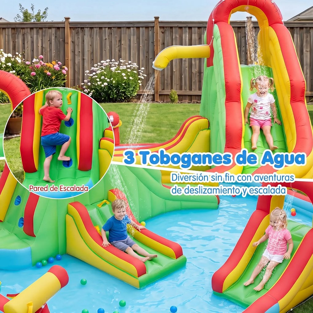 Castelo Insuflável Infantil, 511 x 400 x 240 cm, 3 Escorregas (SEM SOPRADOR), Multicolor
