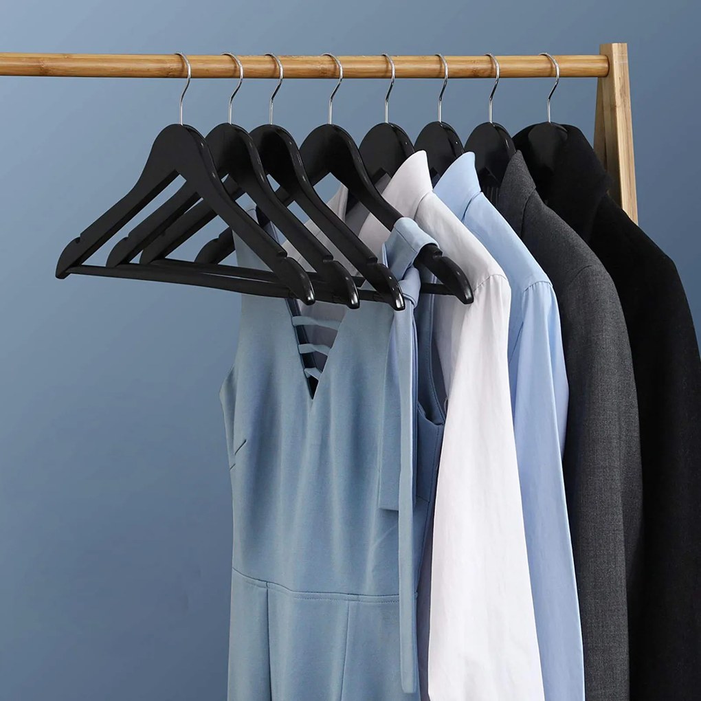 Cabides de madeira, conjunto de 50 preto