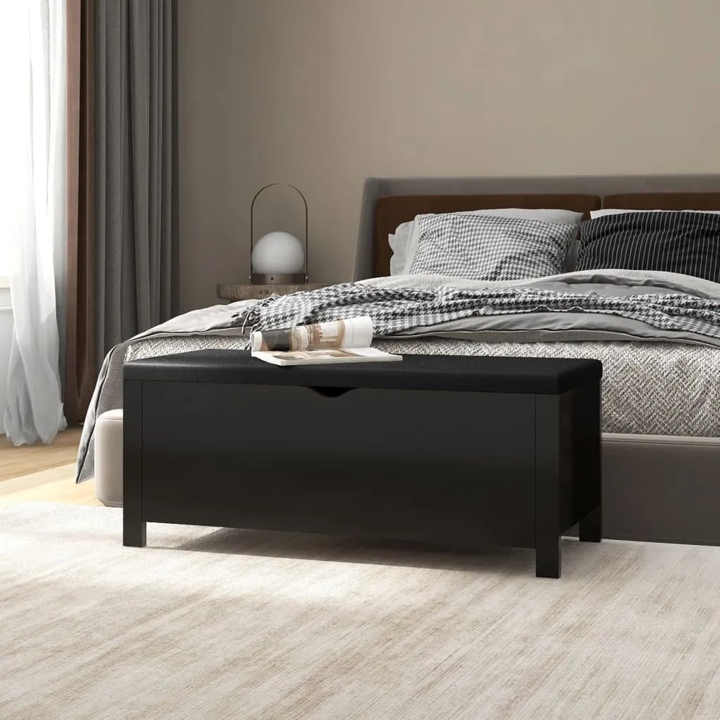 326769 vidaXL Caixa arrumação c/ almofadão contraplacado 105x40x45 cm preto