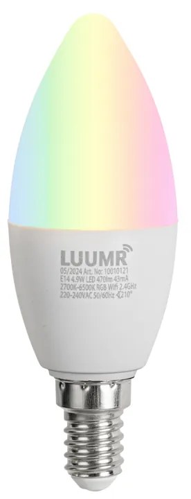 Lâmpada LED inteligente E14 RGBW C37 4,9W 470lm 2700K-6500K