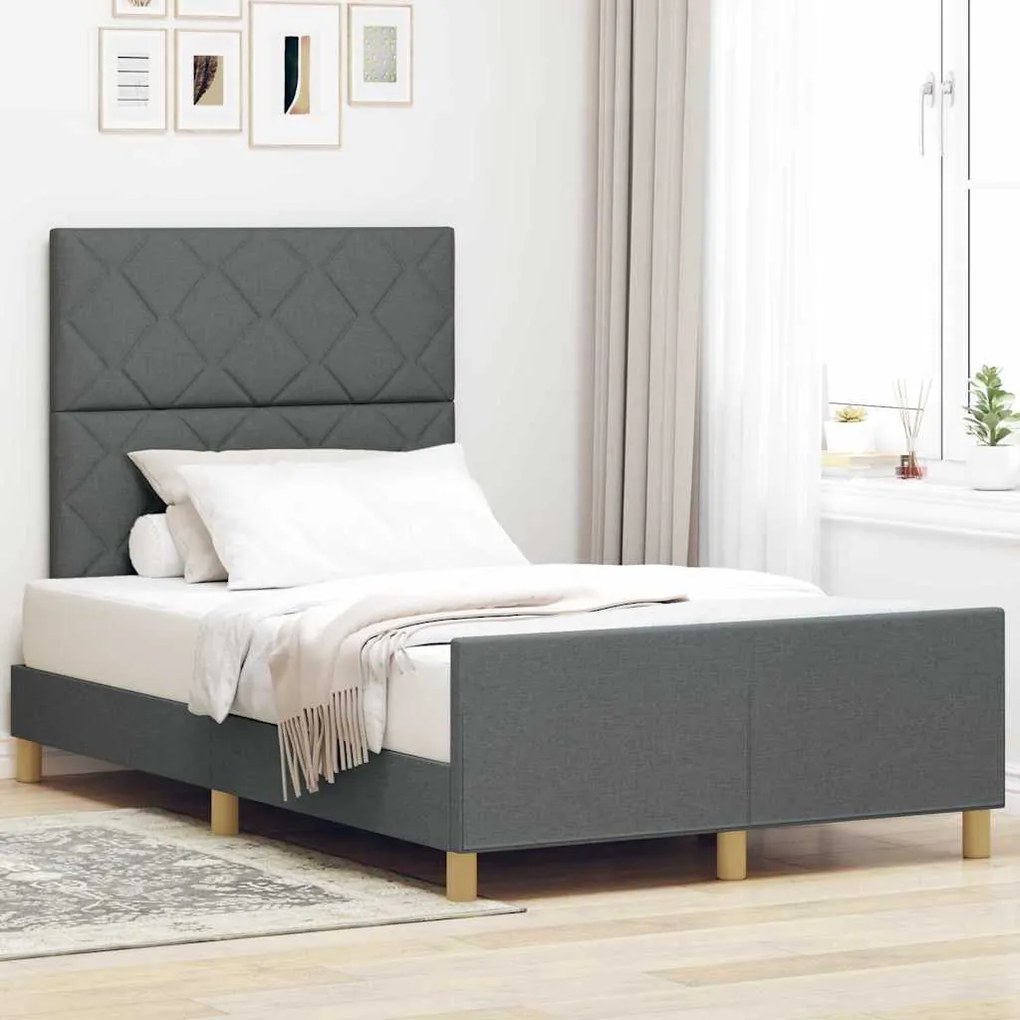 Estrutura de Cama de Tecido Cinza Escuro vidaXL 120x190 cm