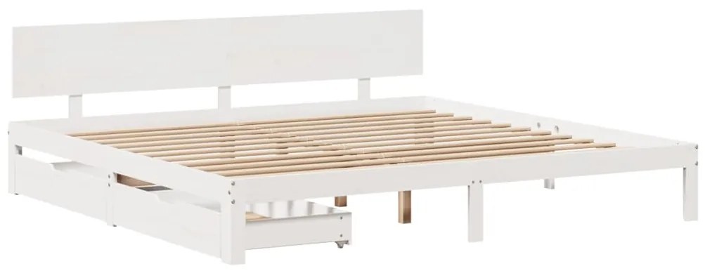 Estrutura de cama c/ gavetas 180x200 cm pinho maciça branco