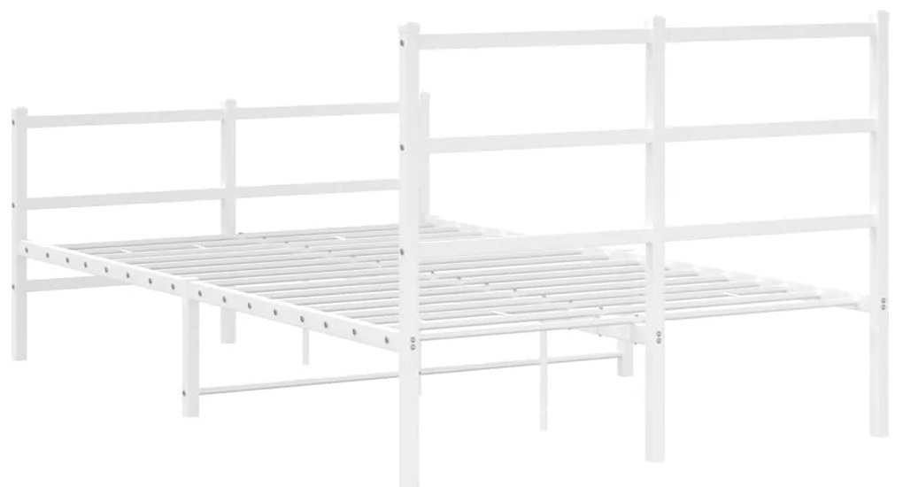 Estrutura de cama com cabeceira e pés 120x200 cm metal branco