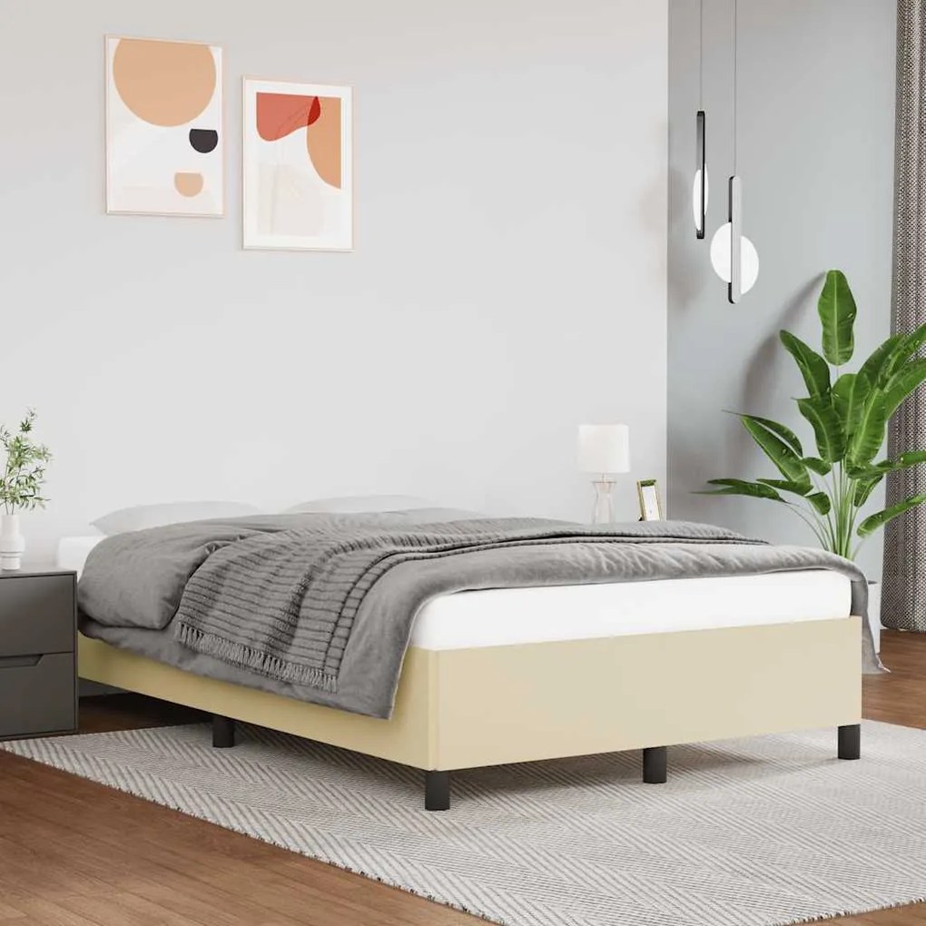 vidaXL Moldura de cama sem creme de colchão 120x190 cm couro do falso