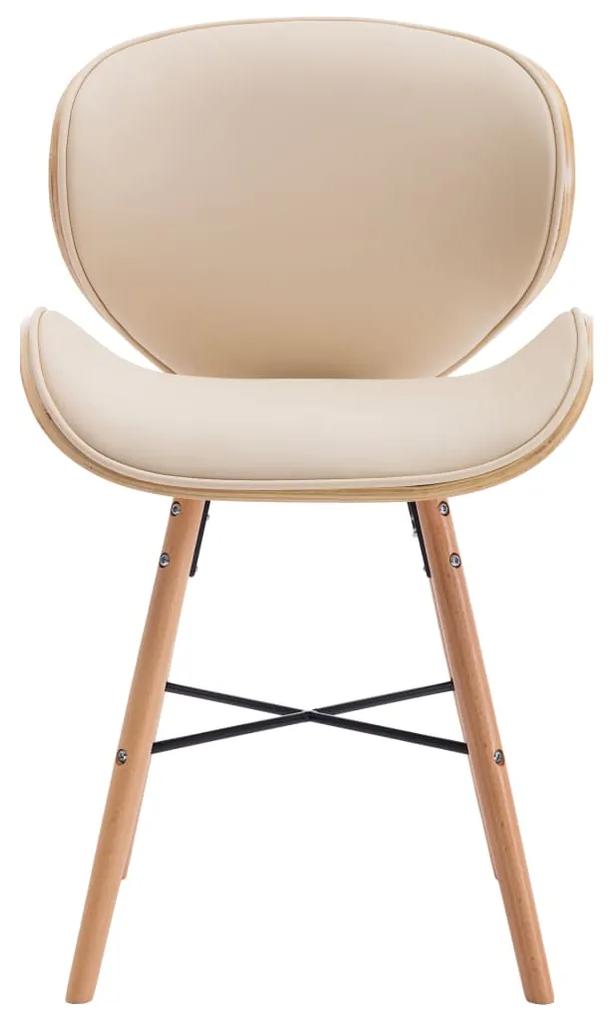 Cadeiras de jantar 2 pcs couro artificial/madeira curvada creme