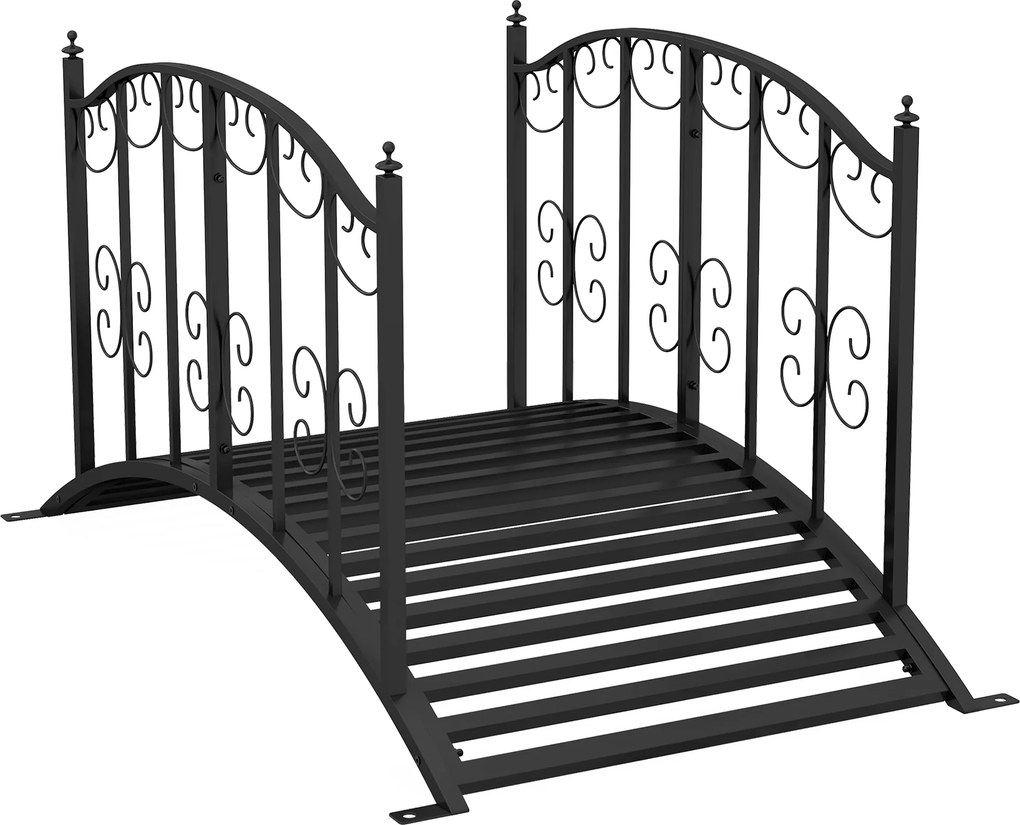 Outsunny Ponte de Jardim Ponte em aço com Guarda-corpos laterais, Carga Máxima 120 KG, decoração Jardim, 119 x 67 x 70 cm preto | Aosom Portugal