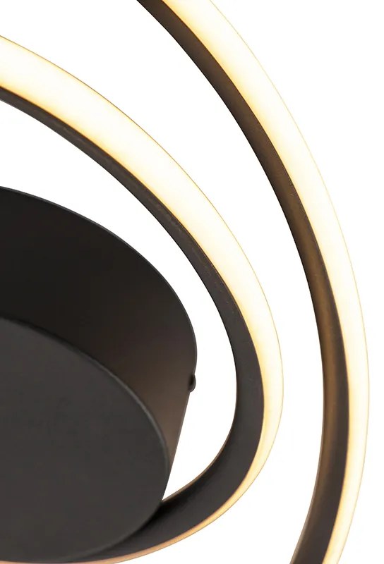 Candeeiro de teto design preto com LED regulável em 3 etapas - Rowan Design,Moderno