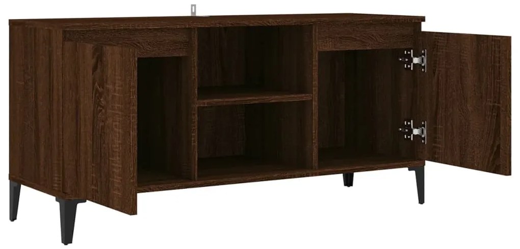 Móvel de TV com pernas em metal 103,5x35x50cm carvalho castanho