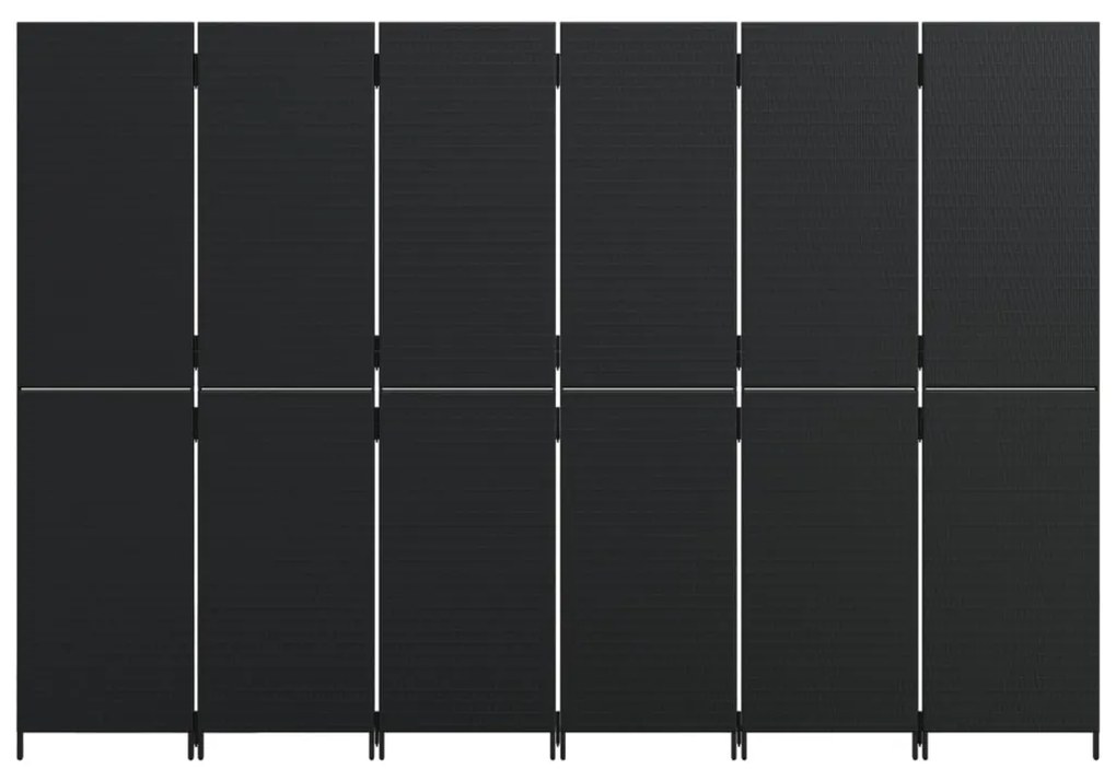 Biombo de divisão 6 painéis vime PE preto