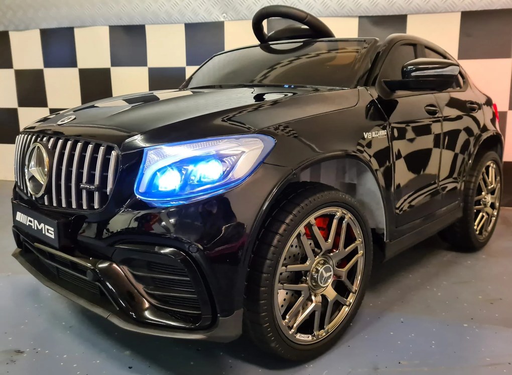 Carro elétrico de criança 3 a 6 anos, 12V 4x4 Mercedes GLC 1 pessoa, Pneus Borracha pintado de preto