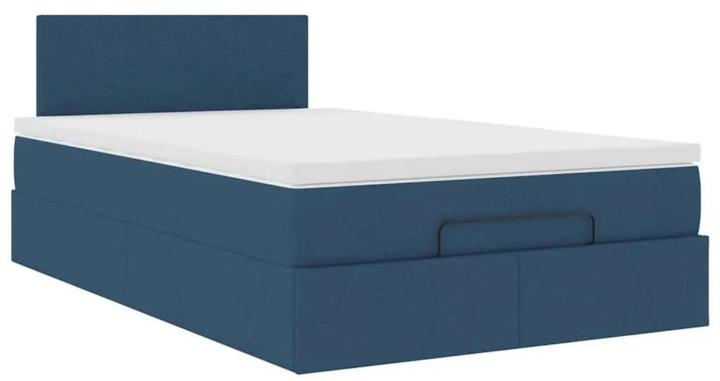 Cama Otomana com Colchão & LEDs Tecido Azul 120x200 cm