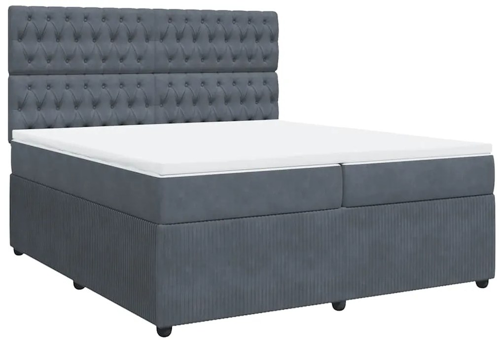 Cama com molas/colchão 200x200 cm veludo cinzento-escuro