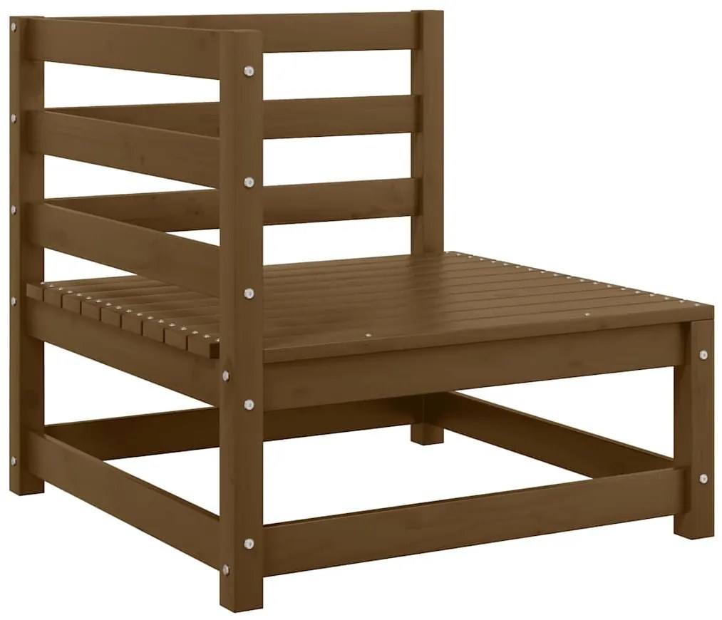 3 pcs conjunto lounge de jardim pinho maciço castanho mel
