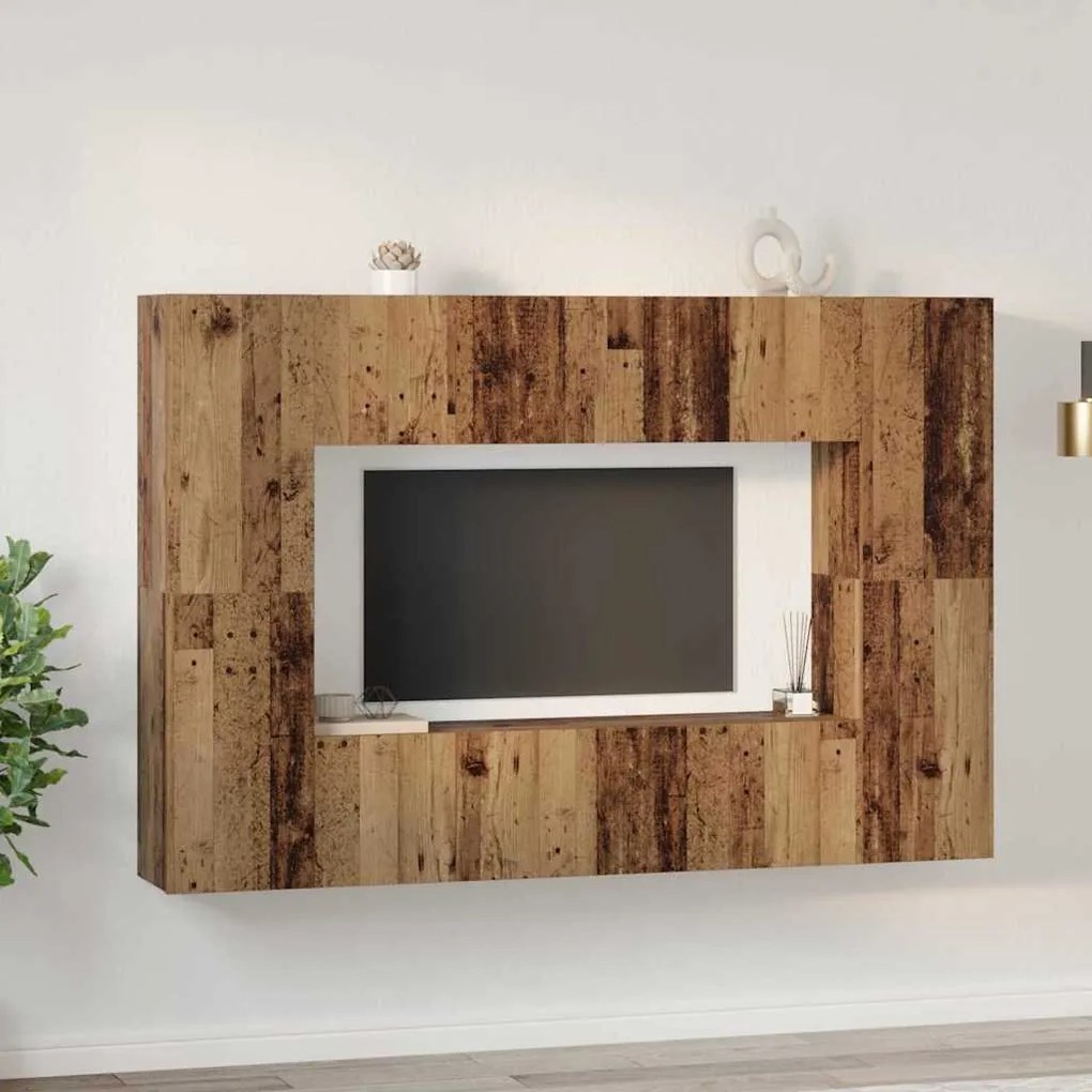 Conjunto de móvel de TV 8 pcs Madeira antiga 60 x 30 x 30 cm