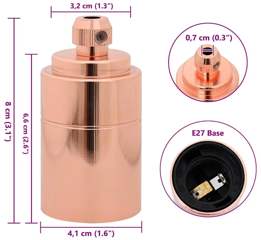 Casquilhos de lâmpadas 2 pcs rosa dourado E27