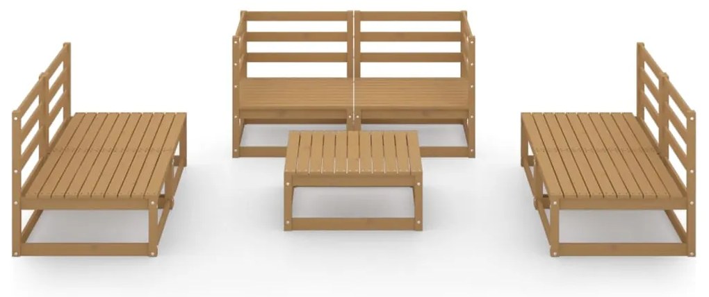 7 pcs conjunto lounge de jardim pinho maciço castanho mel