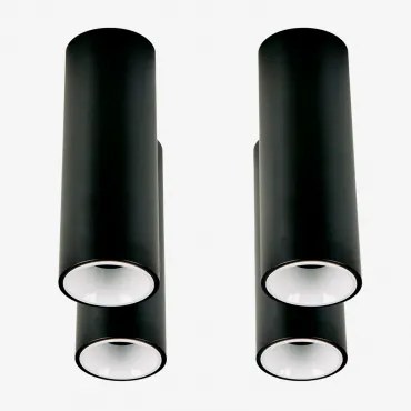 Pack De 4 Apliques De Teto Led De Superfície Redondos Ø5,7 Cm Para Exterior Em Alumínio Luisiana Preto - Branco & Branco Frio 4000k & 6 W & 23º -