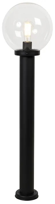 Candeeiro de poste exterior preto com globo transparente 100 cm IP44 - Sfera