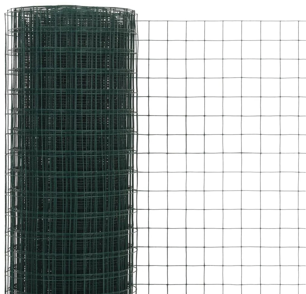 Cerca arame galinheiro 10x1,5 m aço c/ revestimento PVC verde