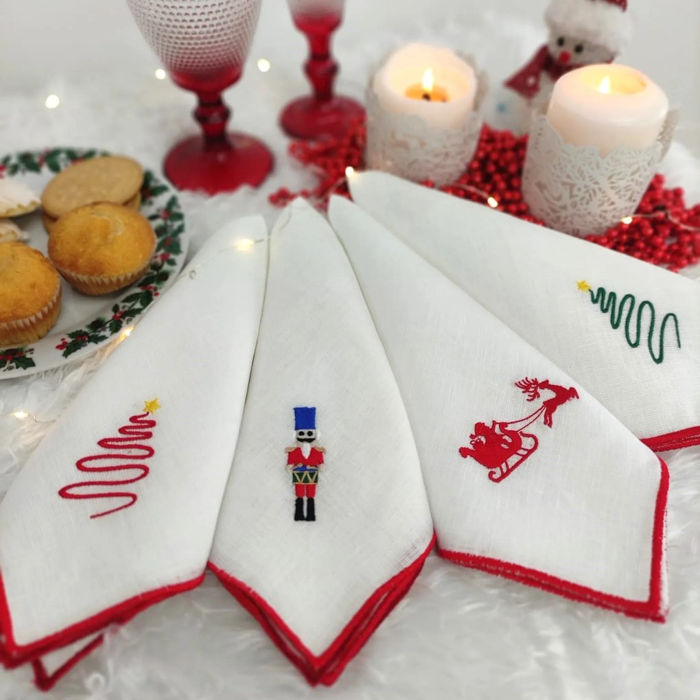 Guardanapo Red Christmas Tree Rolinho Linho JOL