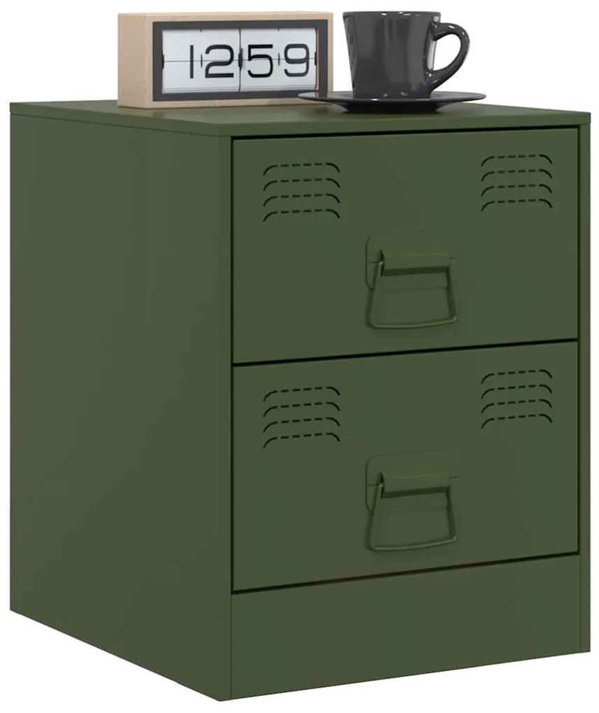 Mesas de cabeceira 2 pcs 34,5x39x44 cm aço verde