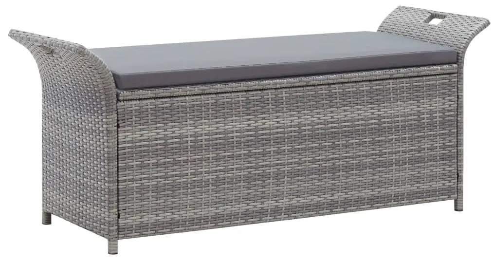45809 vidaXL Banco de arrumação com almofadão 138 cm vime PE cinzento