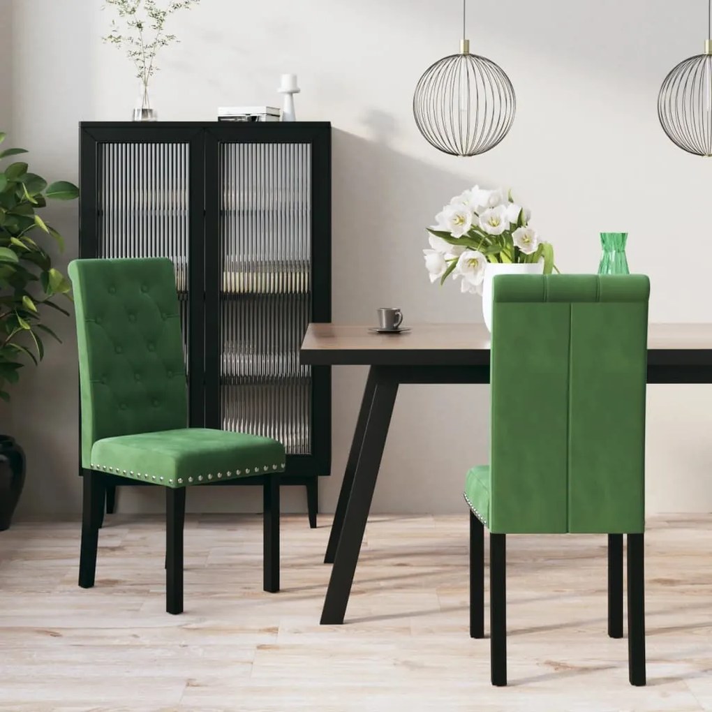vidaXL Cadeiras de jantar 2 pcs veludo verde-escuro