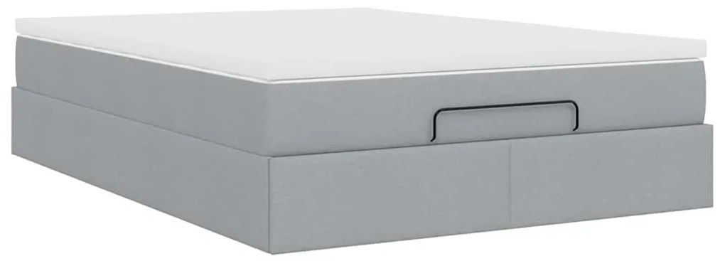 Estrutura de cama otomana com colchão 140x190 cm cinzento claro