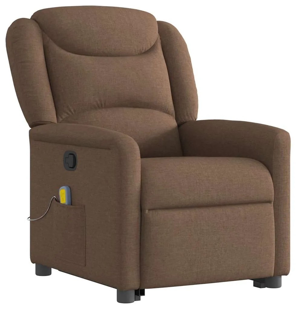 Poltrona reclinável massagens tecido castanho