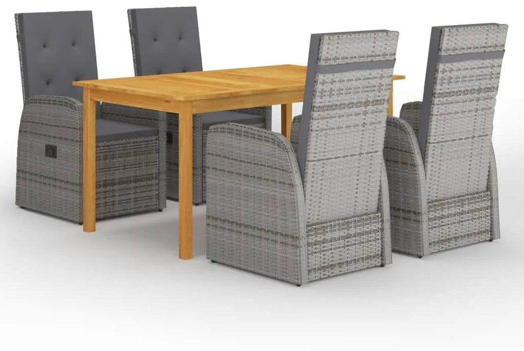 vidaXL 5 pcs conjunto de jantar de jardim cinzento